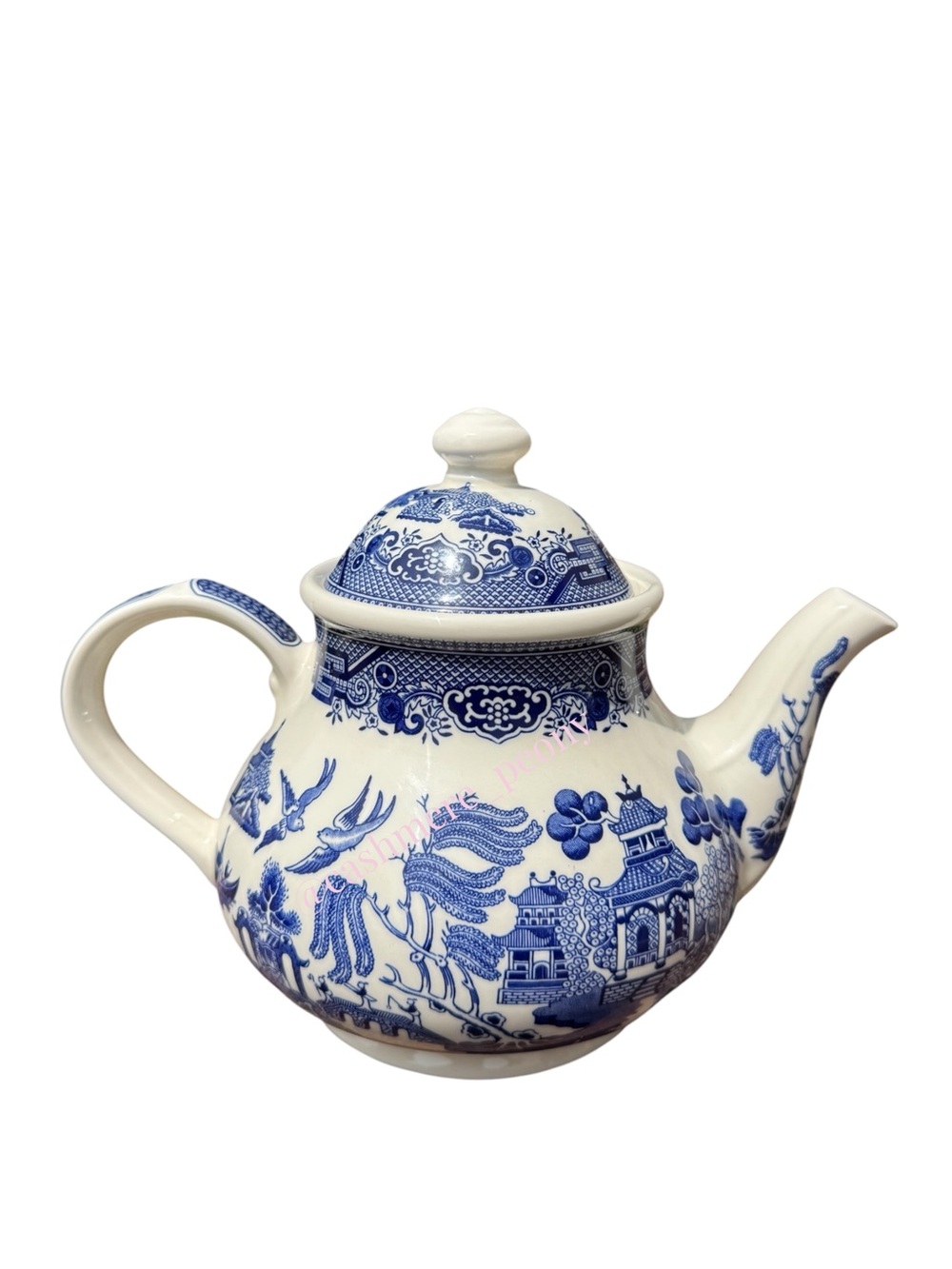 Churchill England Vintage Blue Willow Porcelain Teapot Collectible